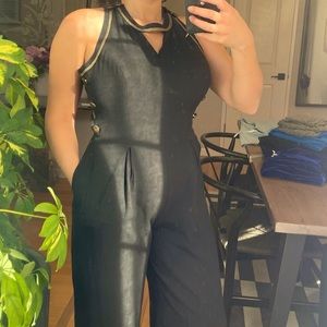 90s Vintage Criss Cross Back Jumpsuit Pantsuit Button Detail Sailor